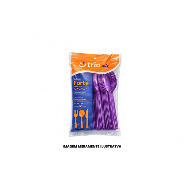 COLHER PLASTICA - TRIOMAX - REFEICAO ROXA FORTE - 50un